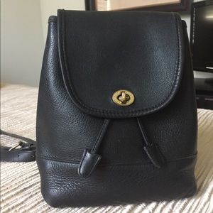 Vintage Coach Black Leather Backpack